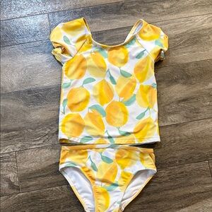 Carters Yellow Lemon Print Swimsuit Set